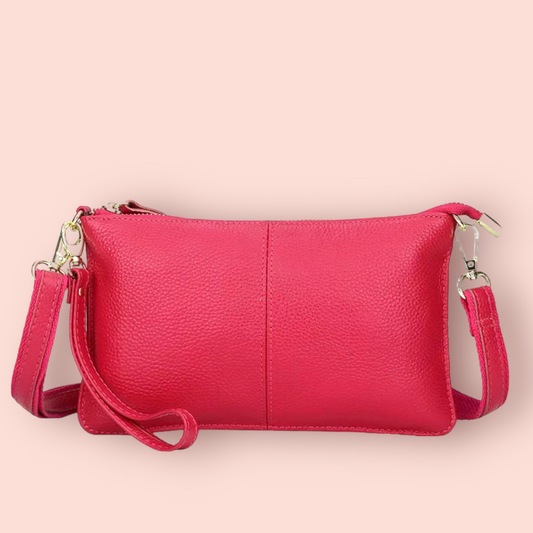 Genuine Leather Fuchsia Clutch