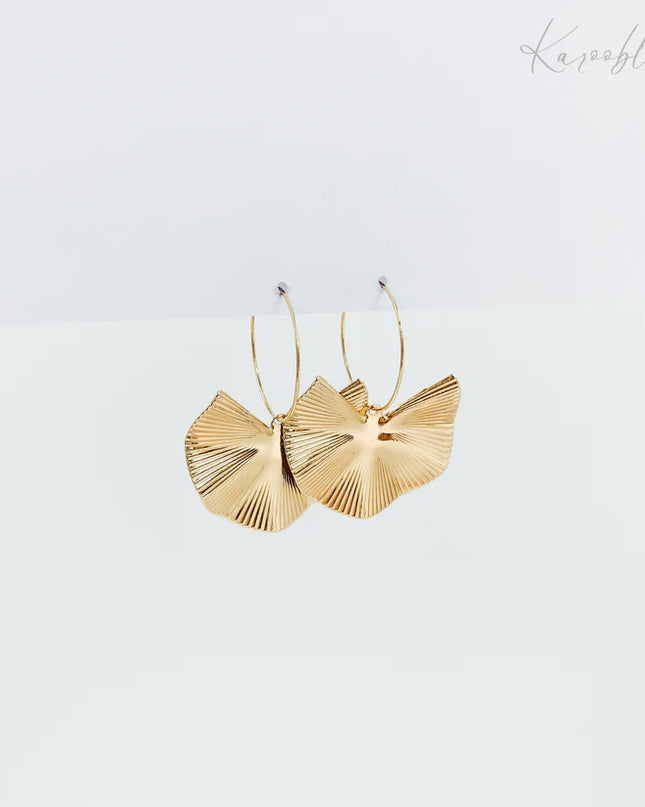 Gold Plated Ginkgo Leaf Hoop Earrings