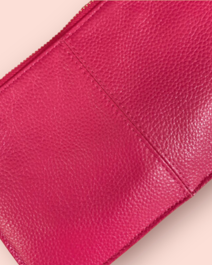 Genuine Leather Fuchsia Clutch