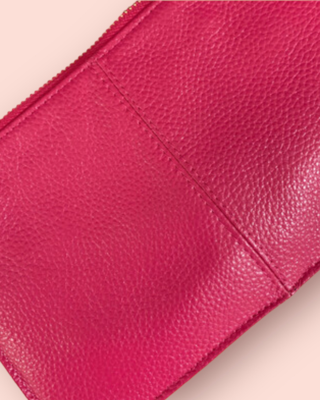 Genuine Leather Fuchsia Clutch