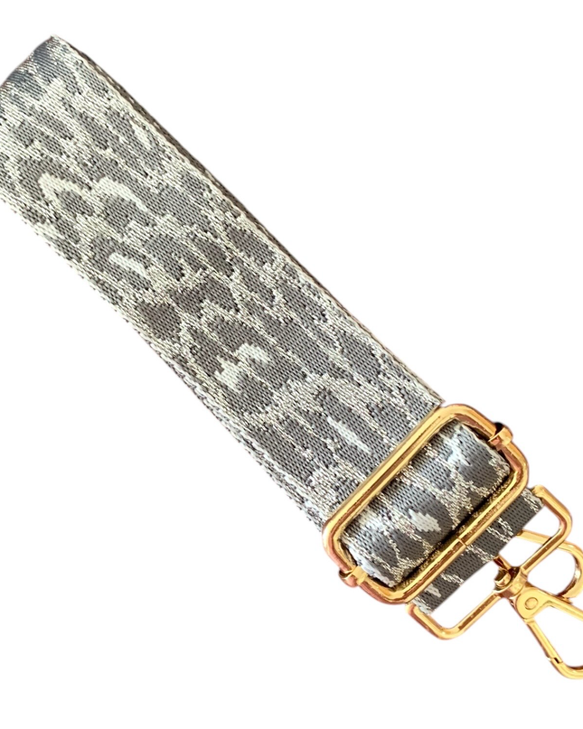Grey & Silver Leopard Bag Strap