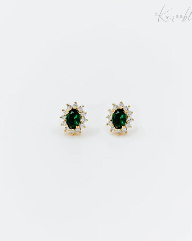 Sterling Silver Green Cubic Zirconia Studs
