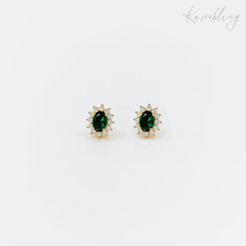 Sterling Silver Green Cubic Zirconia Studs