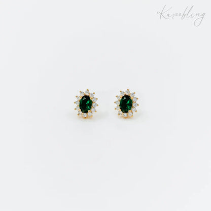 Sterling Silver Green Cubic Zirconia Studs