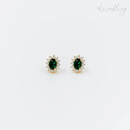 Sterling Silver Green Cubic Zirconia Studs