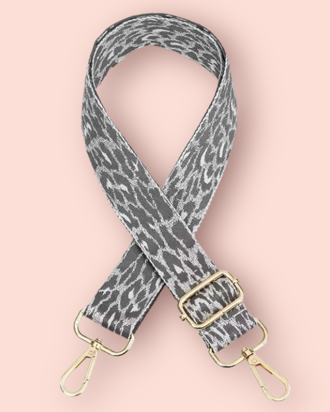 Grey & Silver Leopard Bag Strap