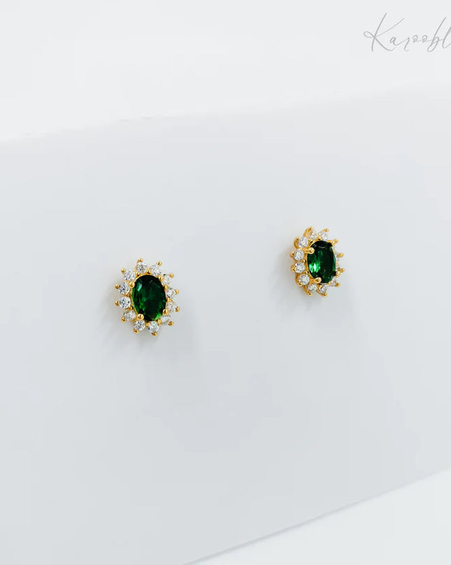 Sterling Silver Green Cubic Zirconia Studs