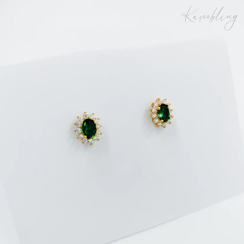 Sterling Silver Green Cubic Zirconia Studs