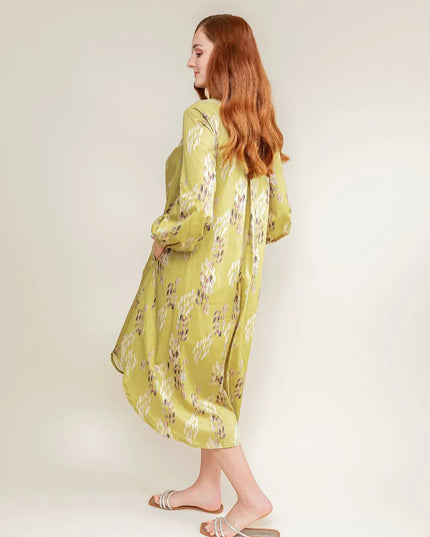 Cotton Shirt Dress - Lime