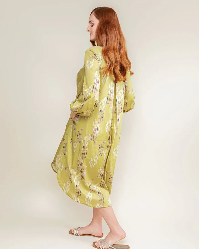 Cotton Shirt Dress - Lime