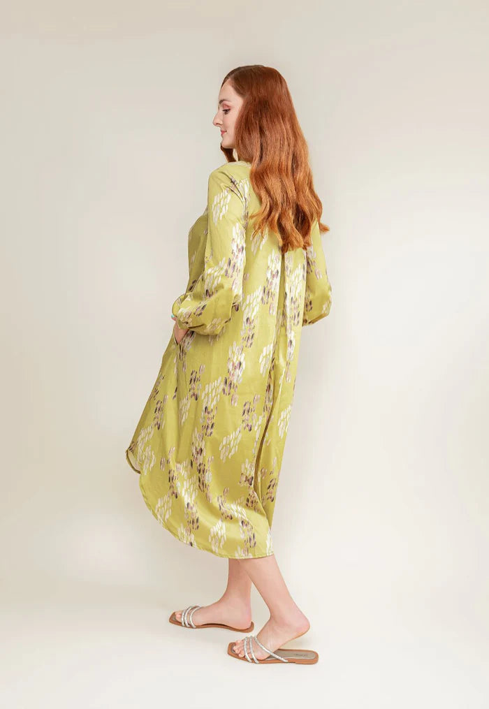 Cotton Shirt Dress - Lime