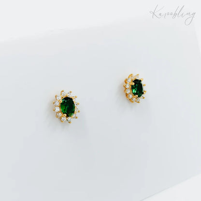 Sterling Silver Green Cubic Zirconia Studs