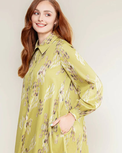 Cotton Shirt Dress - Lime