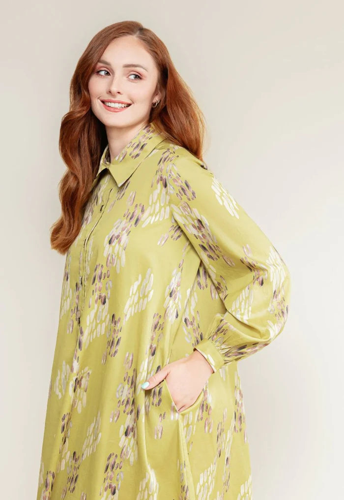Cotton Shirt Dress - Lime