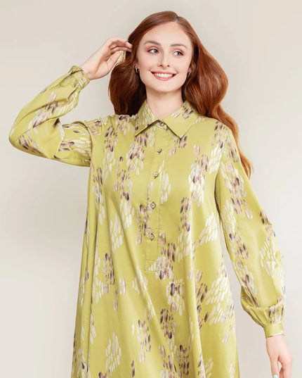 Cotton Shirt Dress - Lime