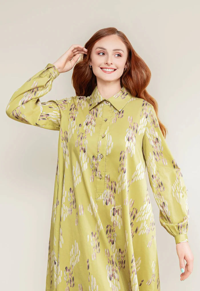 Cotton Shirt Dress - Lime