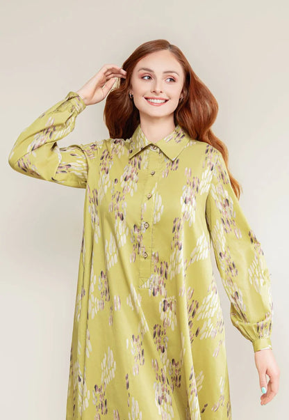 Cotton Shirt Dress - Lime