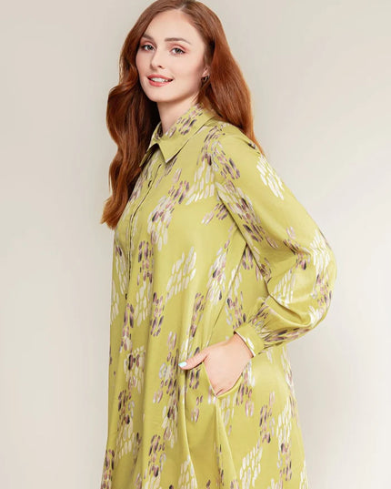 Cotton Shirt Dress - Lime