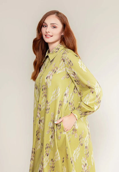 Cotton Shirt Dress - Lime