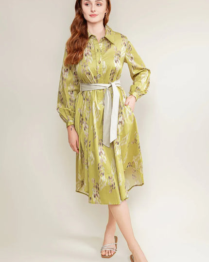 Cotton Shirt Dress - Lime