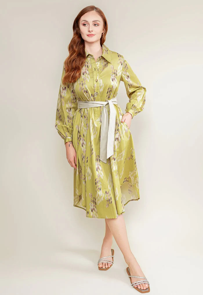 Cotton Shirt Dress - Lime