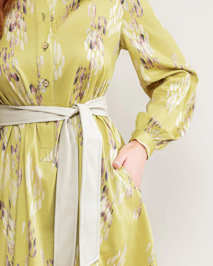 Cotton Shirt Dress - Lime