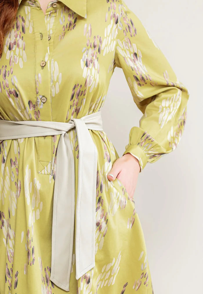 Cotton Shirt Dress - Lime