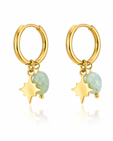 Gold Plated Amazonite Huggie Earrings