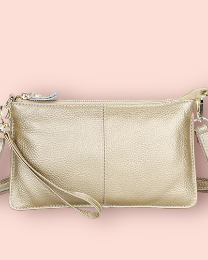 Genuine Leather Gold Clutch