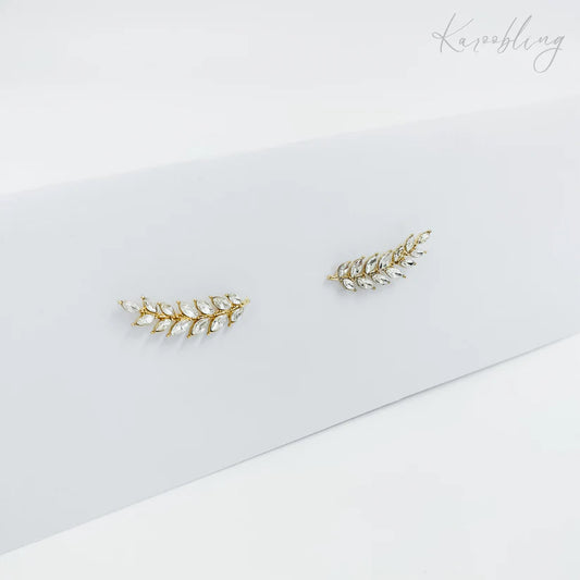Gold Plated Leaf Cuff Earrings
