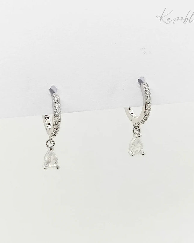 Sterling Silver Teardrop Huggie Earrings