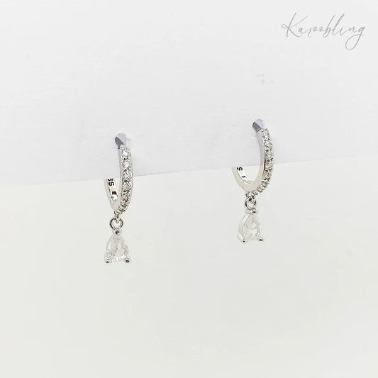Sterling Silver Teardrop Huggie Earrings