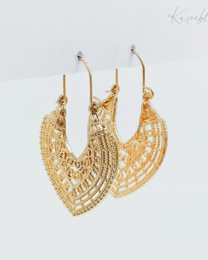 Gold Plated Filigree Hoop Earrings