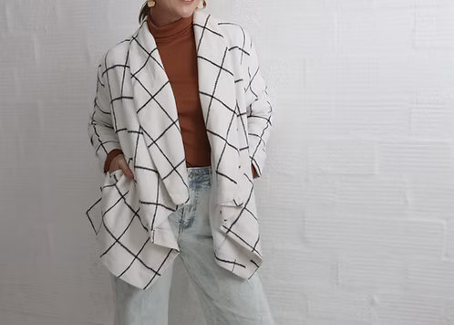 White Checket Wrap Jacket