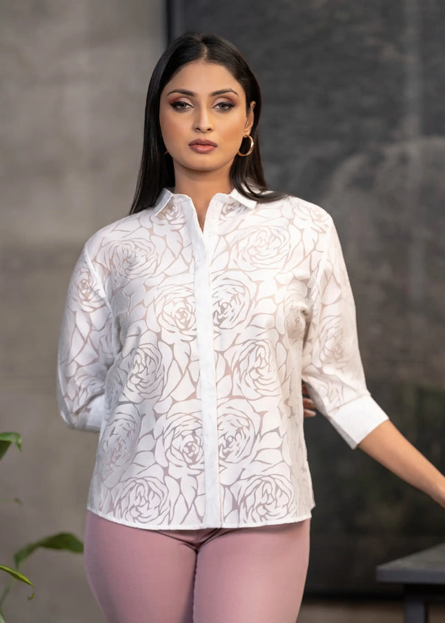 Jacquard White Blouse