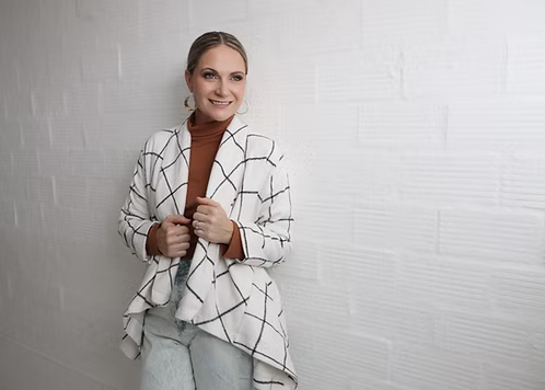 White Checket Wrap Jacket
