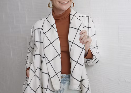 White Checket Wrap Jacket