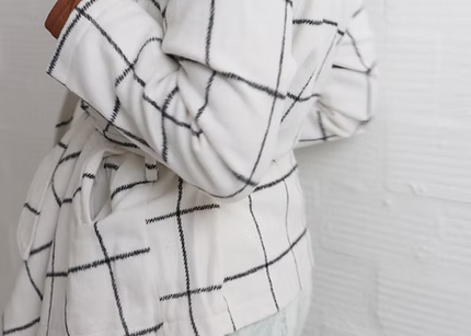 White Checket Wrap Jacket
