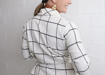 White Checket Wrap Jacket