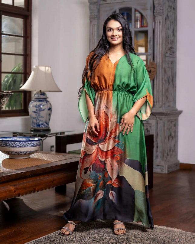 Colour Block Kaftan Dress