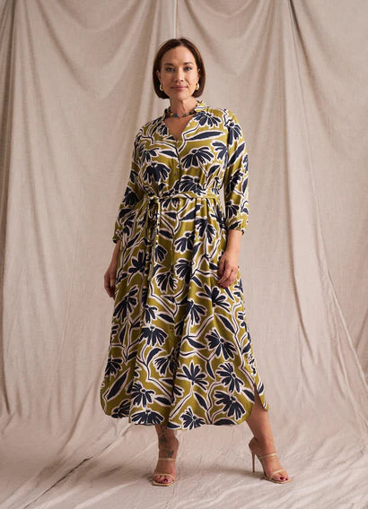 Kiara Shirt Dress - Chartreuse