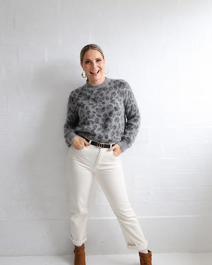 Grey Leopard Print Knit