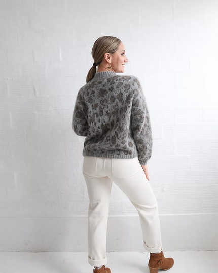 Grey Leopard Print Knit