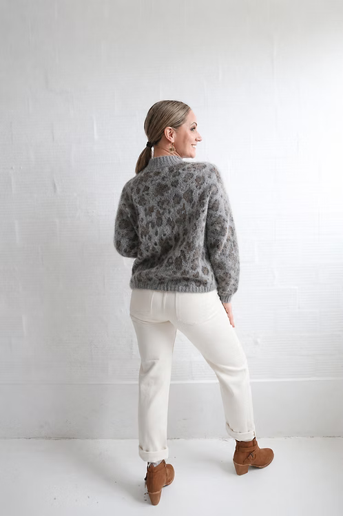 Grey Leopard Print Knit