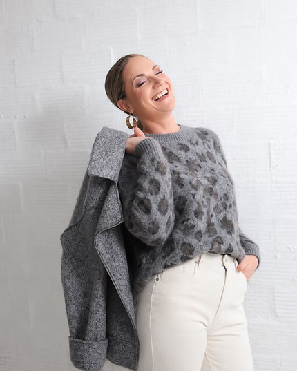 Grey Leopard Print Knit