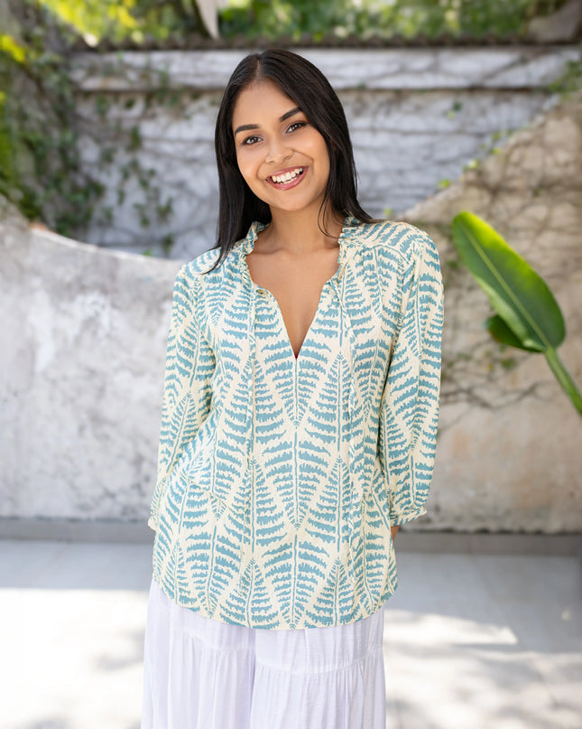 Shonali Cotton Top - Light Blue