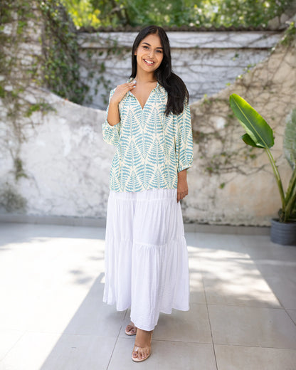 Shonali Cotton Top - Light Blue