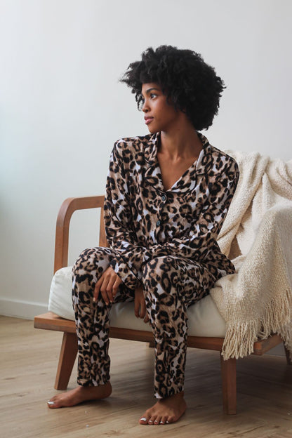 Leopard Print Classic Long Pjs