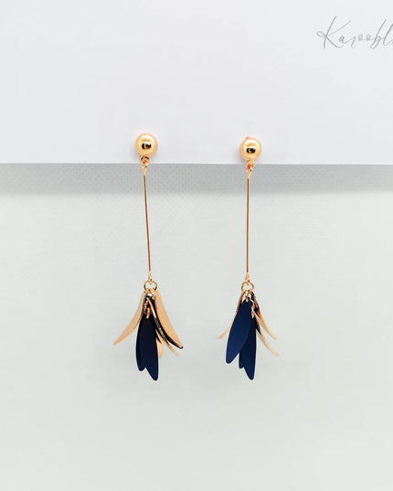Navy Graceful Bloom Dangle Earrings