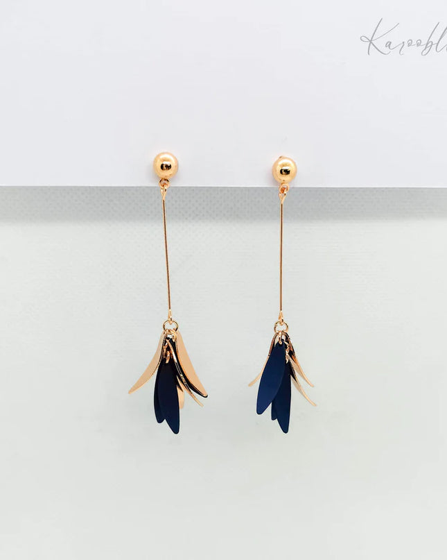 Navy Graceful Bloom Dangle Earrings